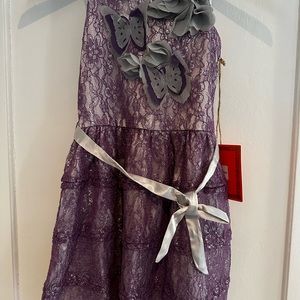NWT Size 7 Trish Scully purple lace special occasion party dress Easter